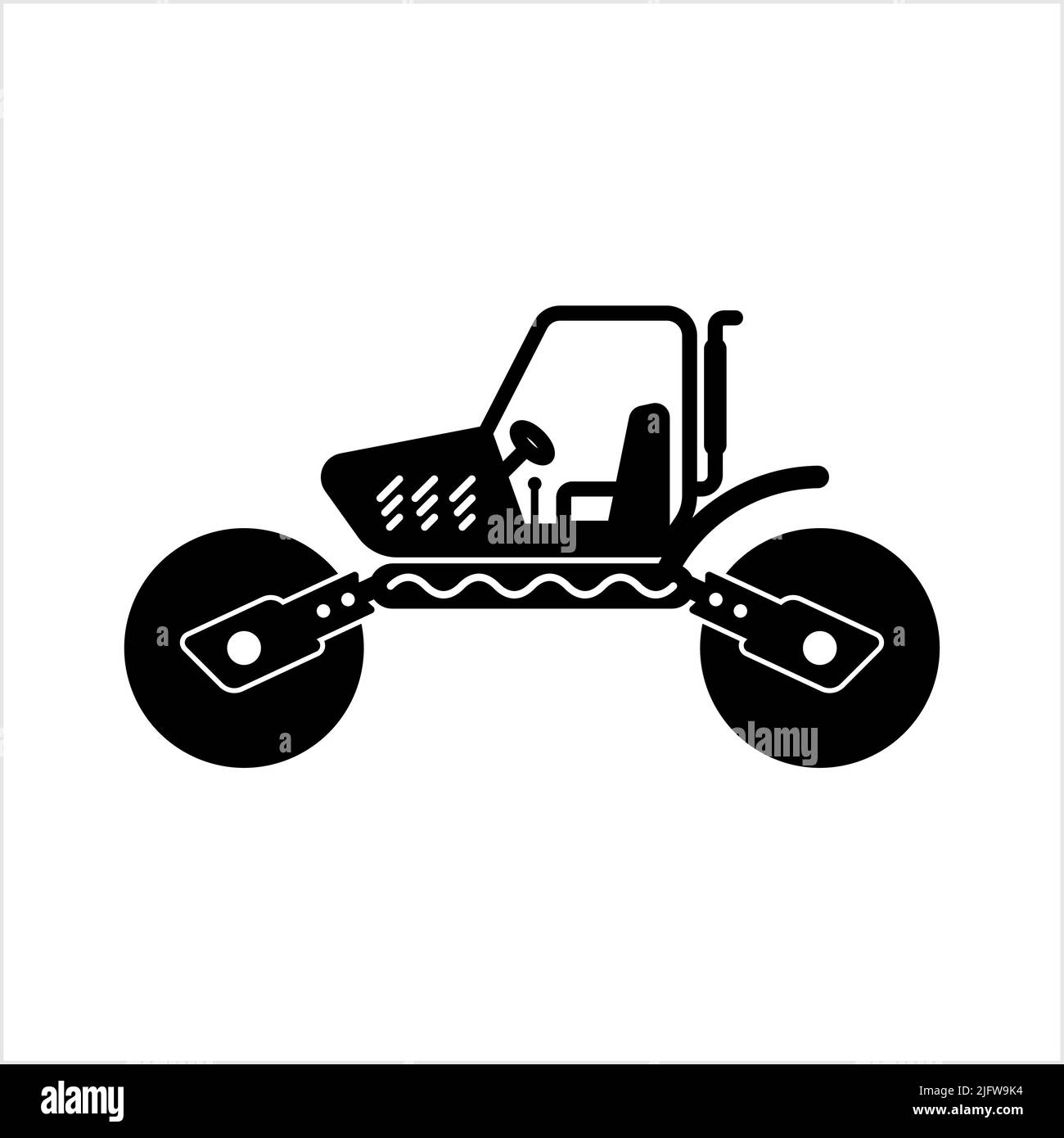 Road Roller Icon, Construction Vehicle Icon Vector Art Illustration ...