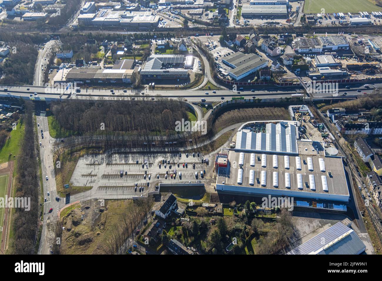 Aerial view, New toom hardware store Berliner Straße in Wattenscheid in