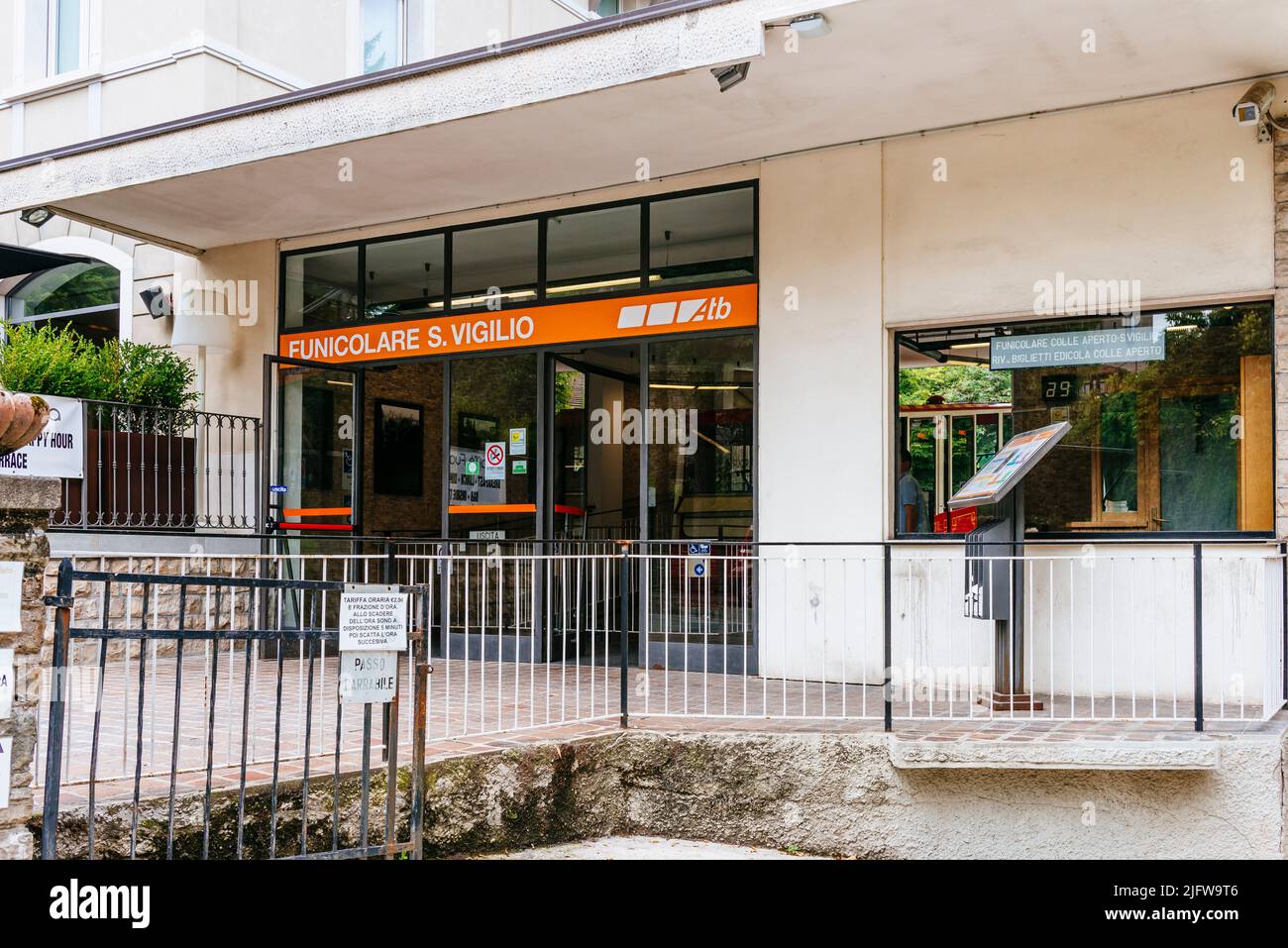 Train station in upper town. The Bergamo San Vigilio funicular, Funicolare di BergamoSan Train station in upper town. The Bergamo San Vigilio funicular, Funicolare di BergamoSan