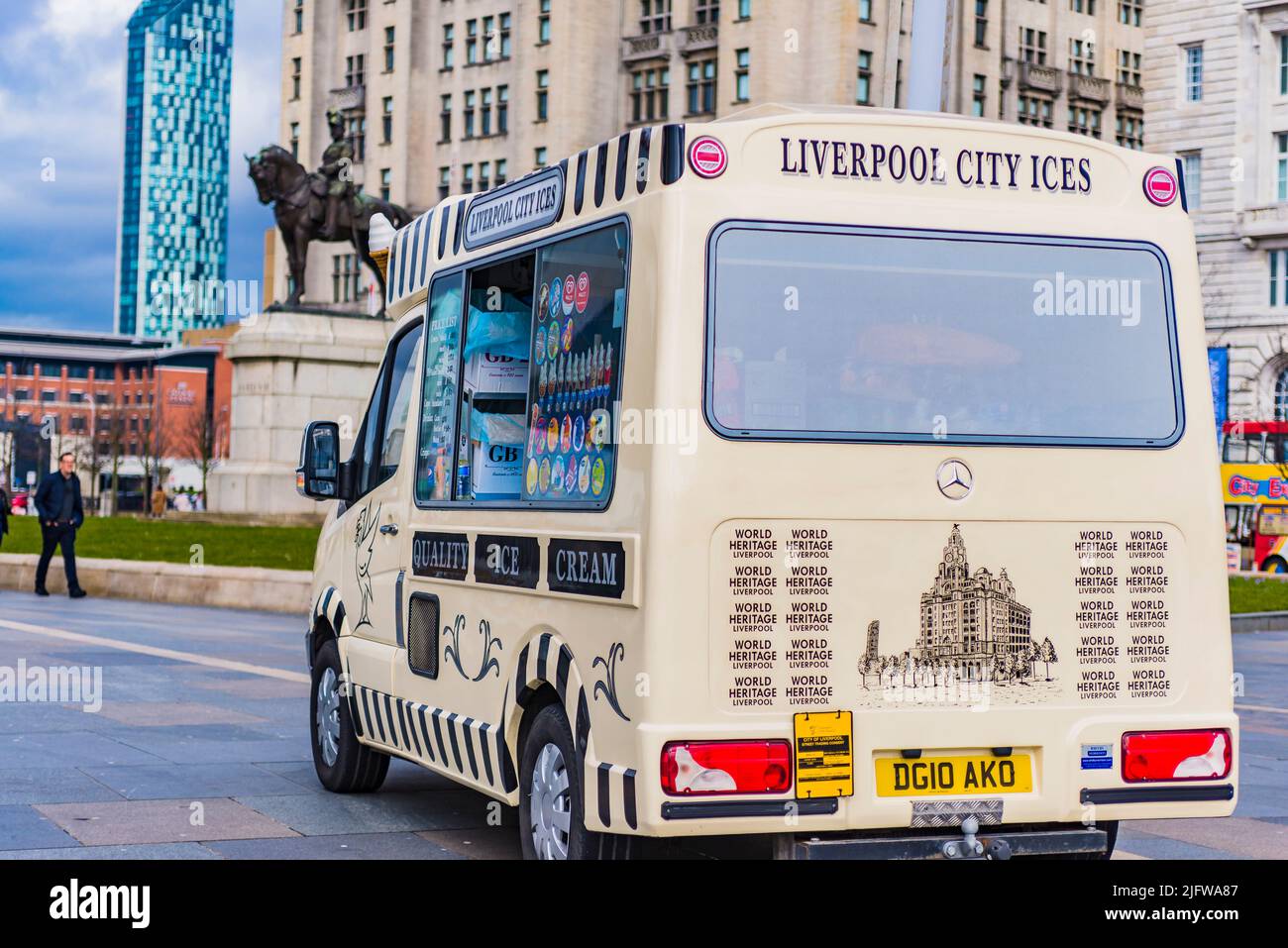 Ice cream truck. Liverpool, Merseyside, Lancashire, England, United Kingdom Stock Photo