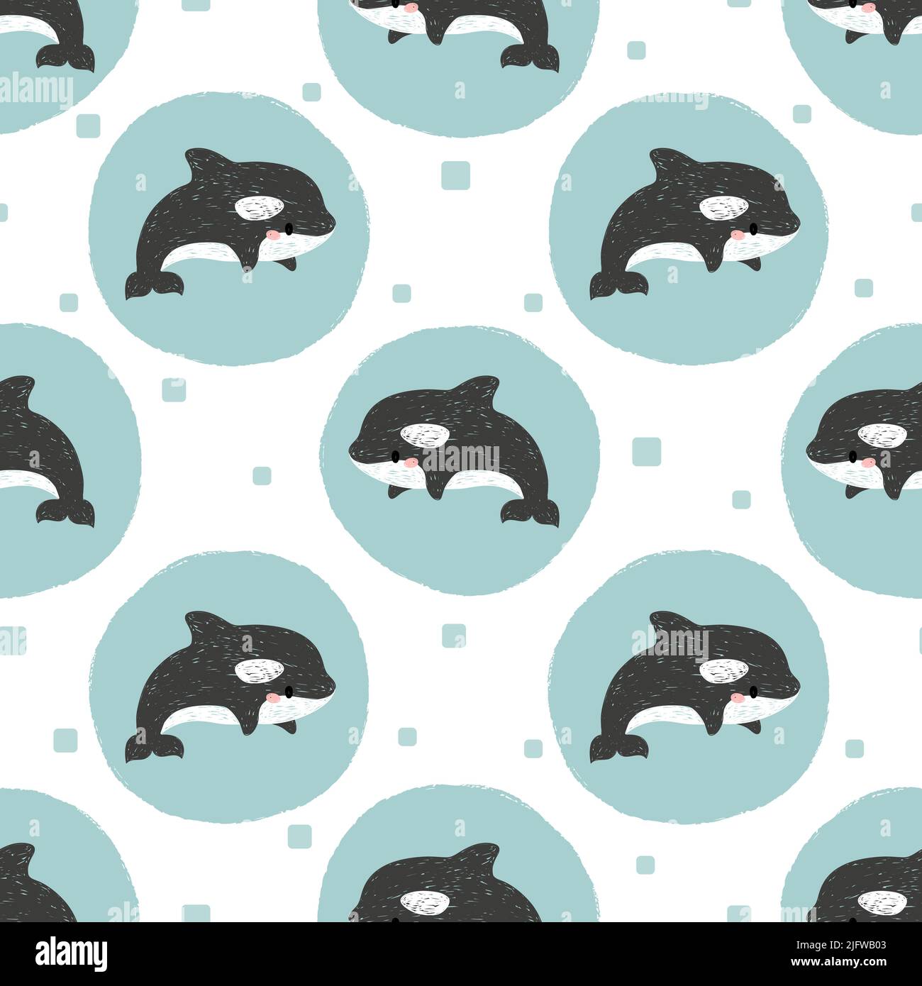 Cute little whales seamless pattern. Polka dot vector sea illustration ...