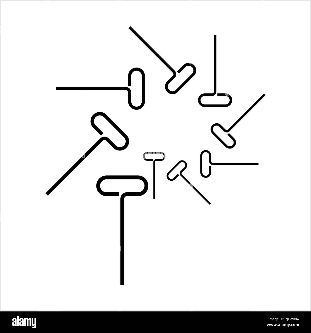 T Handle Allen Wrench, Hex Key Vector Art Illustration Stock Vector