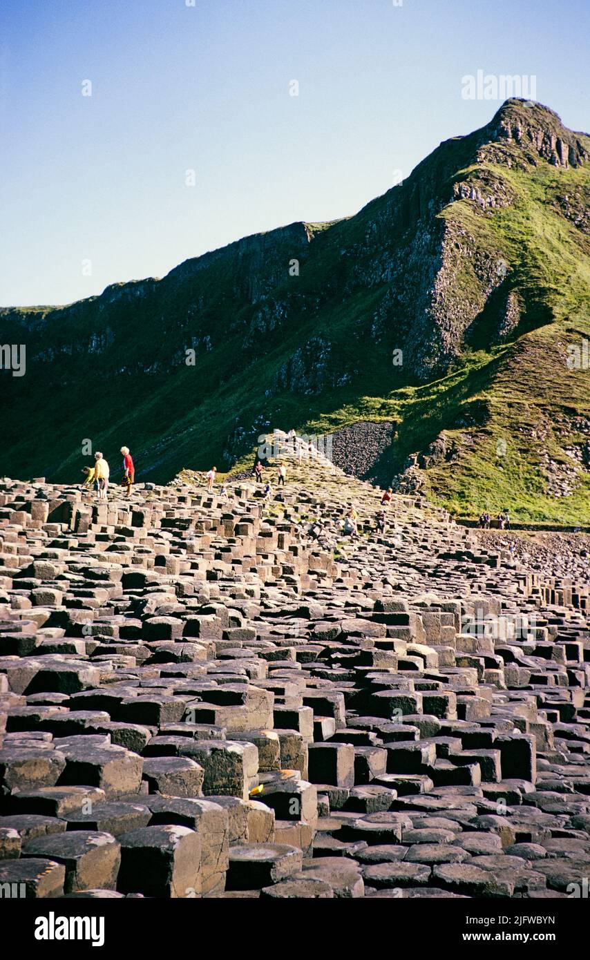 People exploring the Giant's Causeway, Antrim Coast, Northern Ireland, UK 1960s Stock Photo