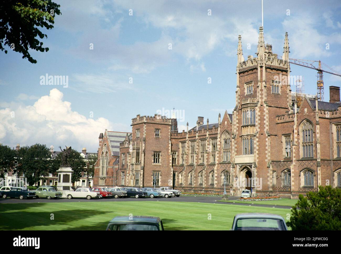 Cars parked in front of Queen's University, Belfast, Northern Ireland, UK 1960s Stock Photo