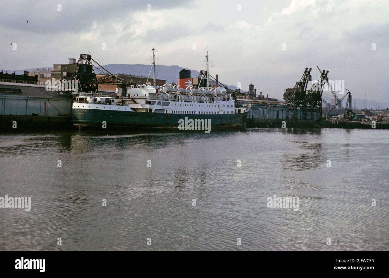 TSS Steamship rail ferry ship Duke of Rothesay, Belfast harbour docks, Northern Ireland, UK 1960s Stock Photo