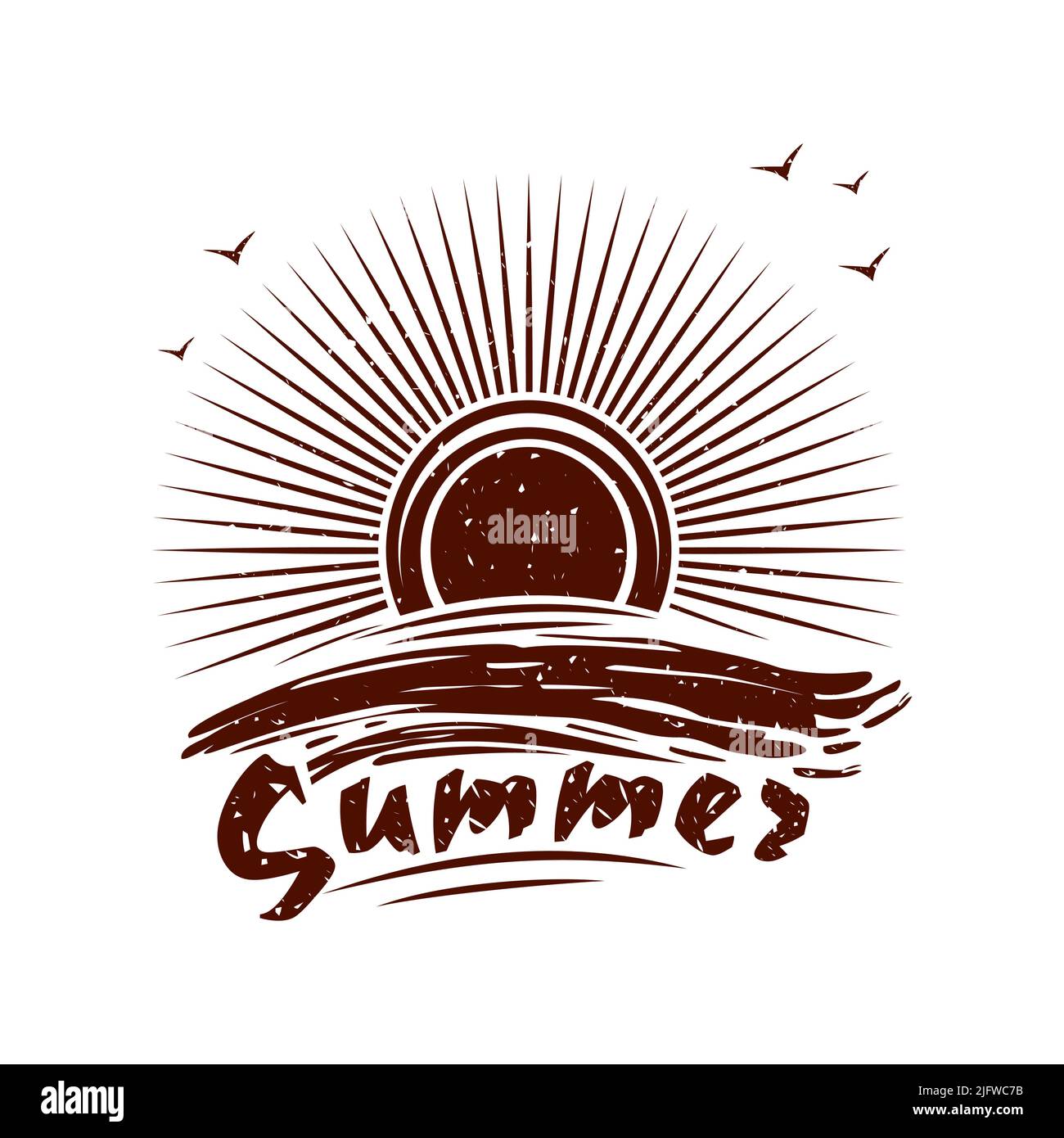 Summer lettering vintage logo icon in grunge style Stock Vector Image ...