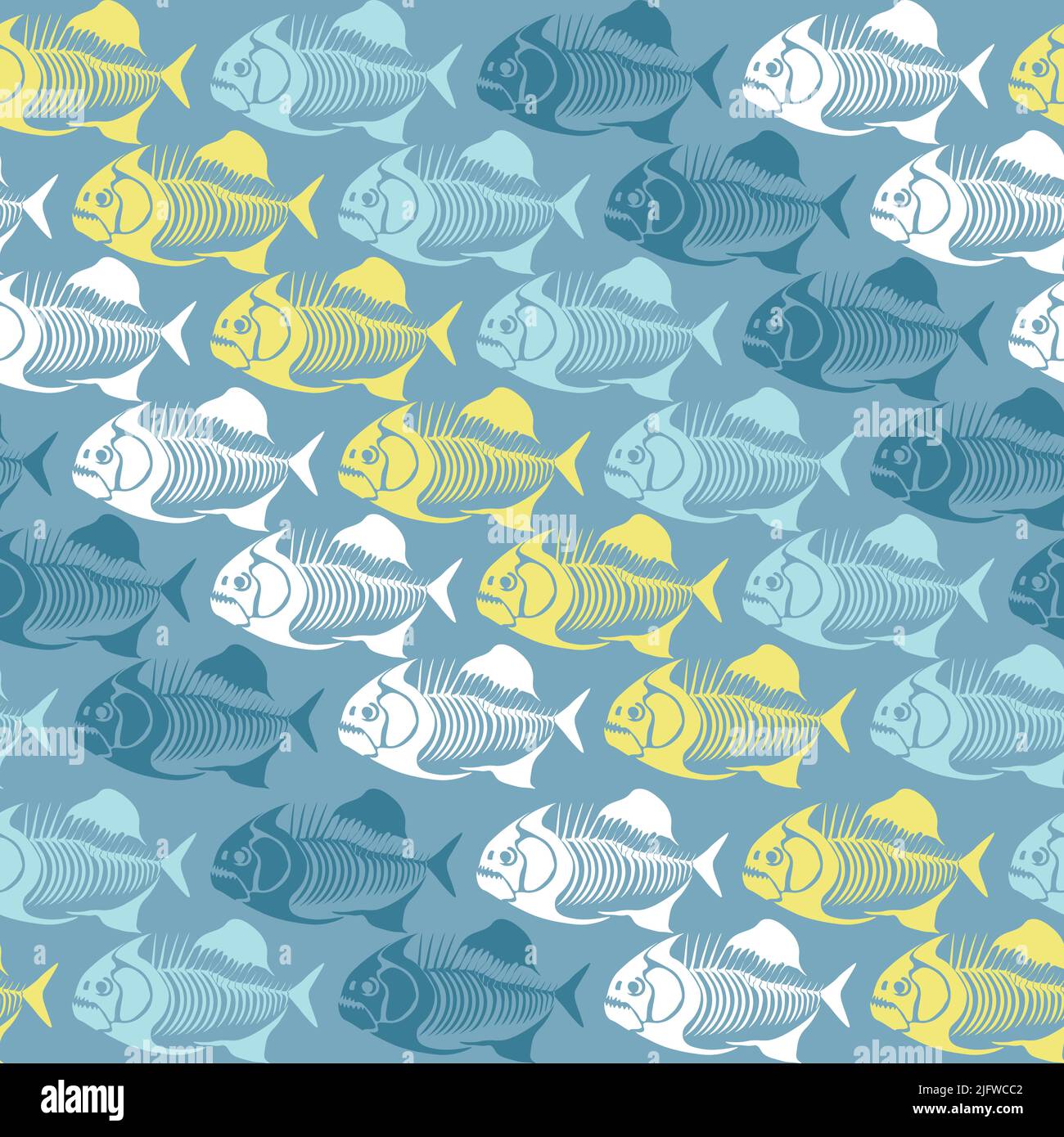 Seamless vector pattern with fish skeleton. Stock Vector