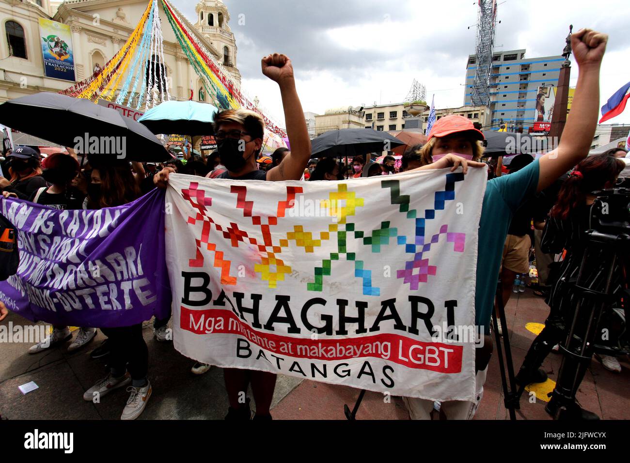 Philippines. 30th June, 2022. Various militants group gathered to show their disappointments for the next Philippine presidents during their protest at Plaza Miranda while the son of Dictator Ferdinand “Bong-Bong Marcos Jr. took his oath taking as the 17th President of the Philippines at National Museum of Fine Arts in Manila City few kilometers from the protesters on June 30, 2022. (Photo by Gregorio B. Dantes Jr./Pacific Press/Sipa USA) Credit: Sipa USA/Alamy Live News Stock Photo