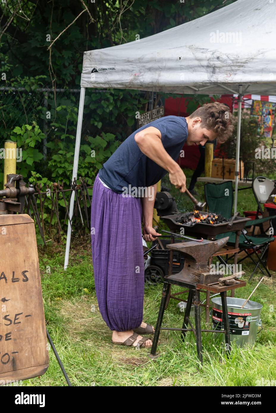 Blacksmith, Art festival, Frenchtown, New Jersey, USA Stock Photo Alamy