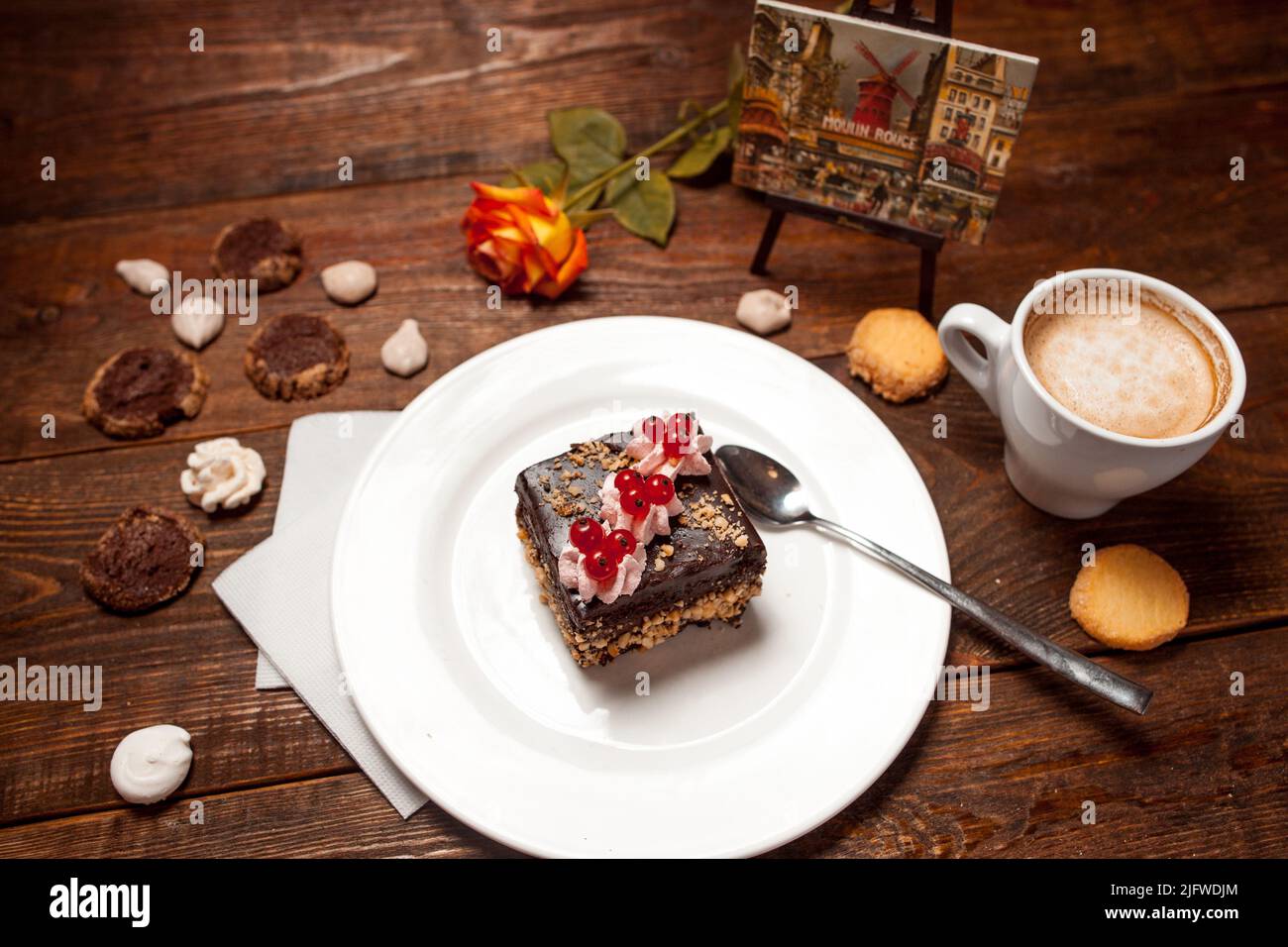 Chocolate cake sweet food recipe restaurant dessert Stock Photo