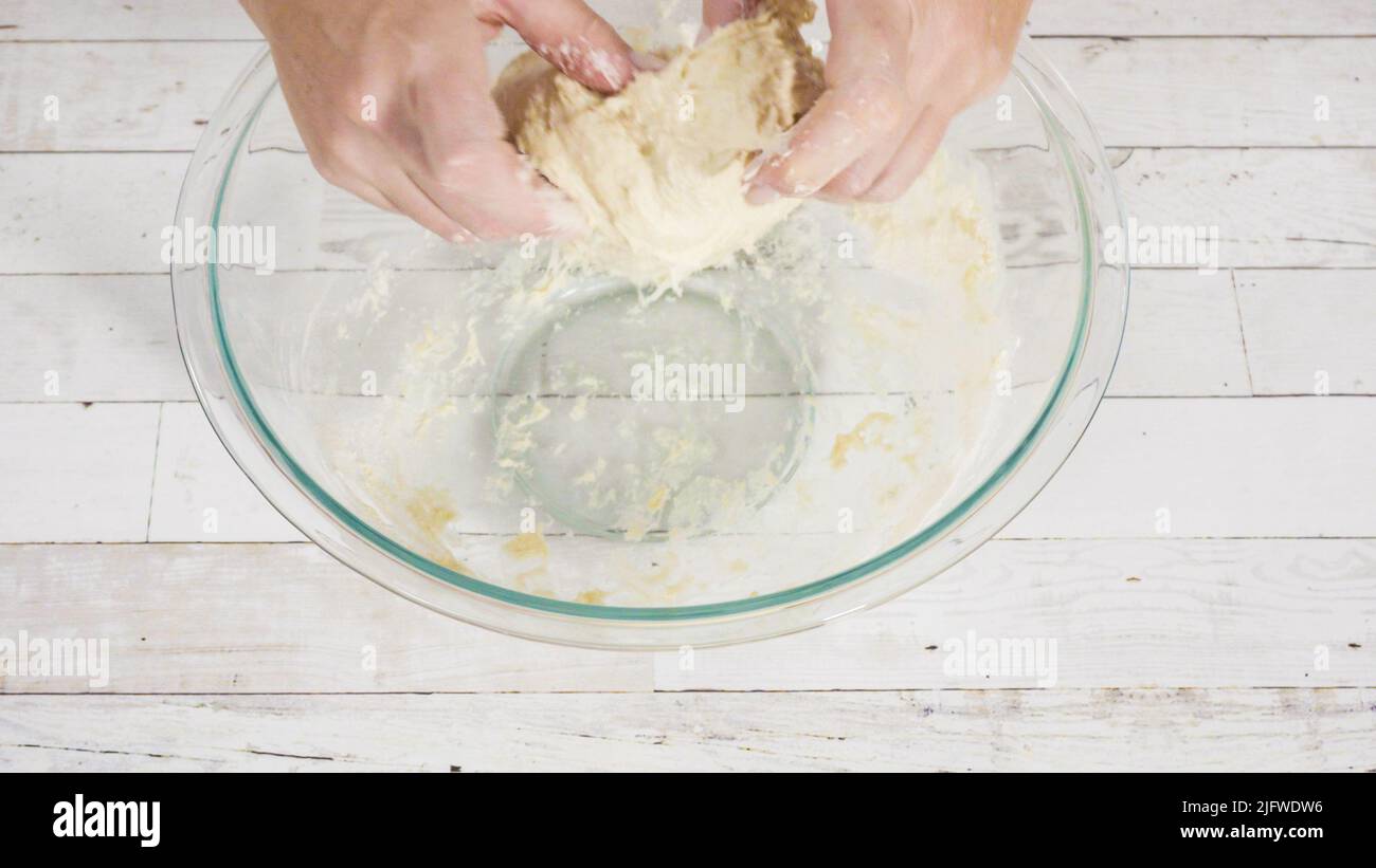 Preparing homemade pizza dough from allpurpose flour Stock Photo Alamy