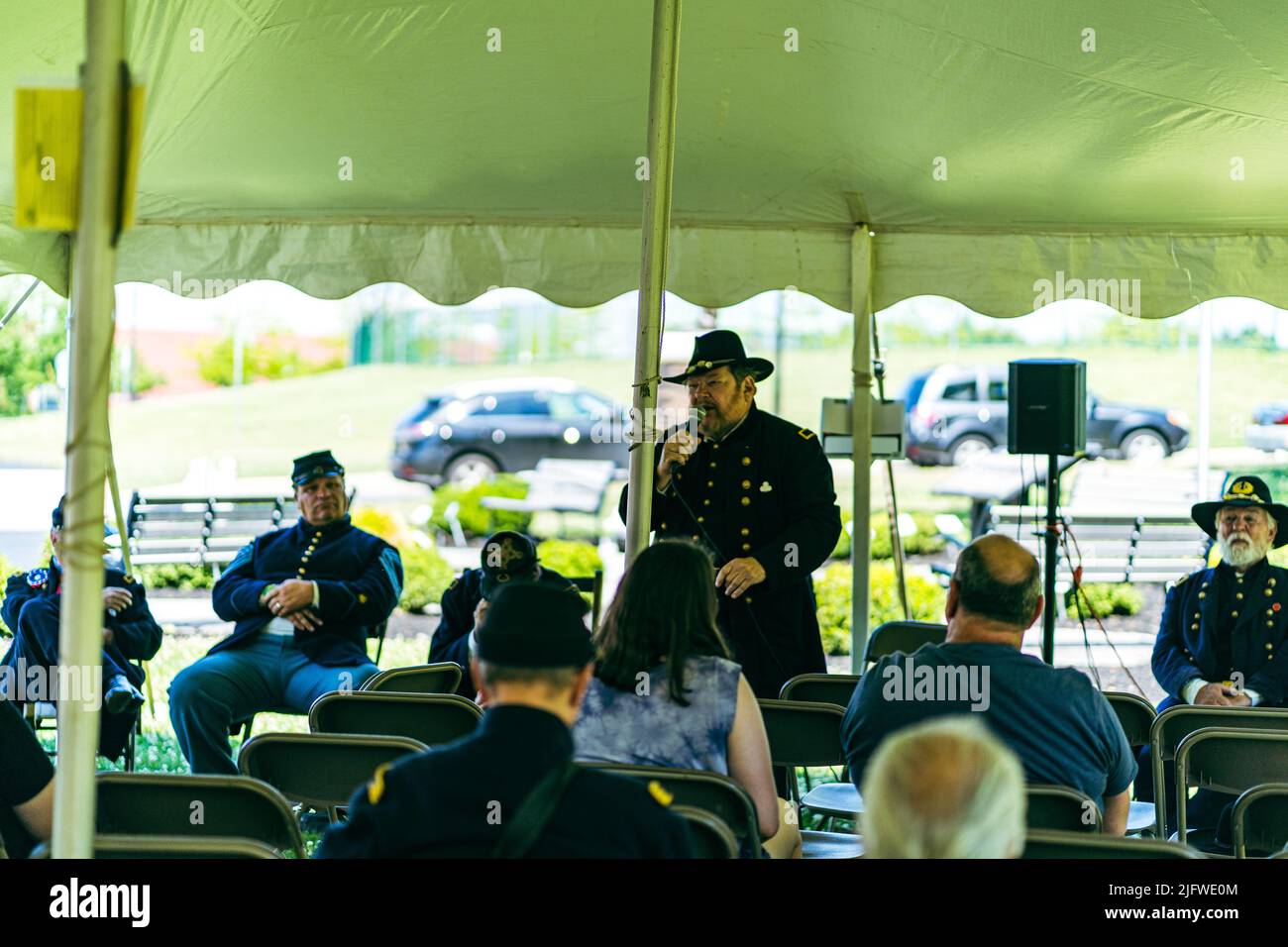 Gettysburg, PA, USA July 3, 2022 A reenactors in the historic town