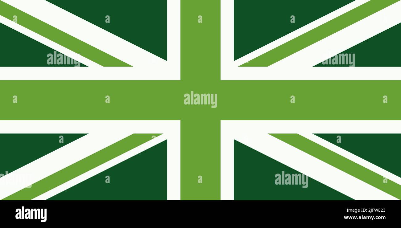 Union Jack flag representing green and environmental actions in the United Kingdom of Great Britain Stock Photo