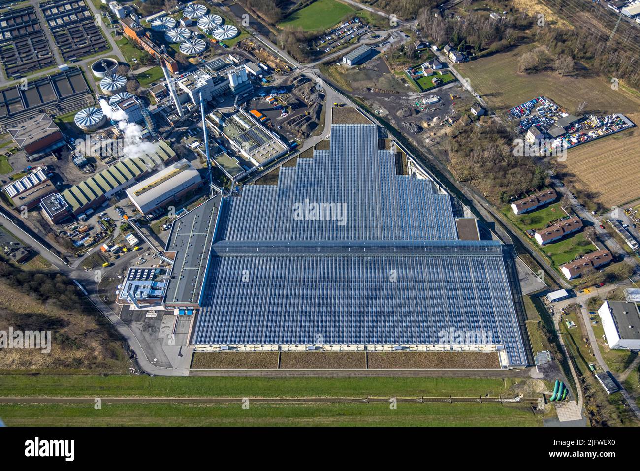 Aerial view, emscher cooperative sewage treatment plant Bottrop ...