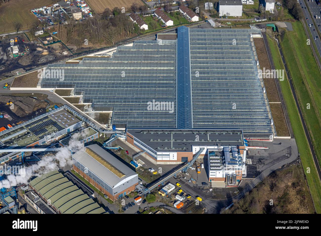 Aerial view, emscher cooperative sewage treatment plant Bottrop ...