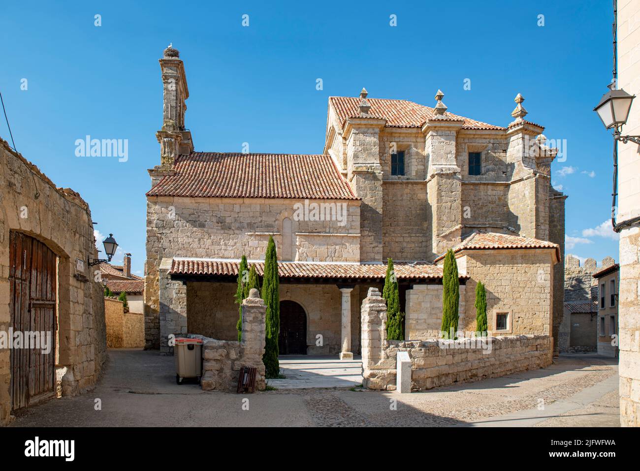 Santa Maria del Azogue church of the medieval village of Uruena, Valladolid, Spain Stock Photo