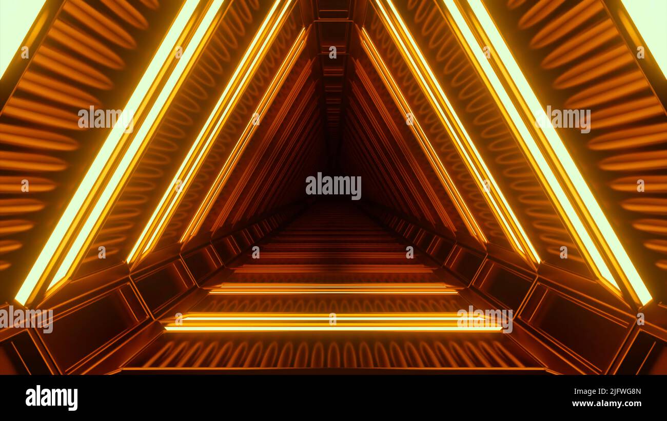 Orange triangular tunnel.Design. A bright abstraction in which a bright ...