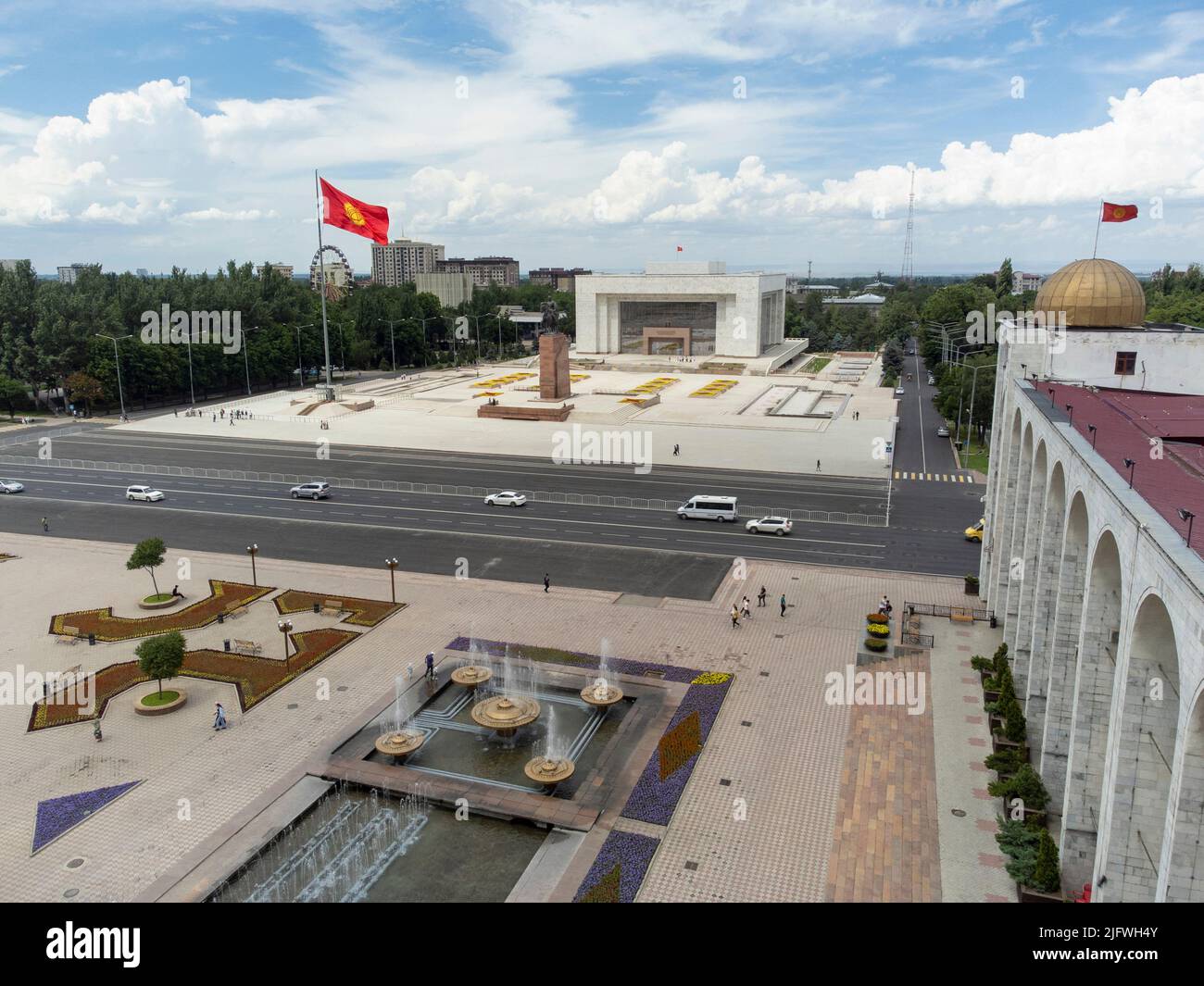 Downtown Bishkek, Kyrgyzstan and Ala Too Square. Stock Photo