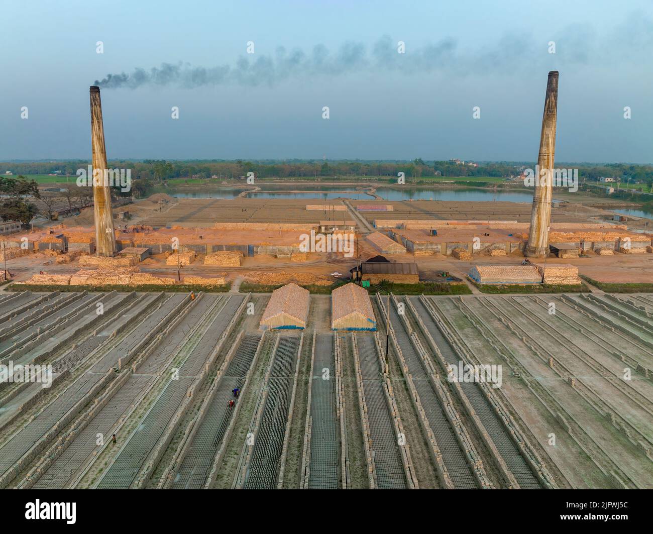 Brick kiln is emitting black smoke Stock Photo Alamy