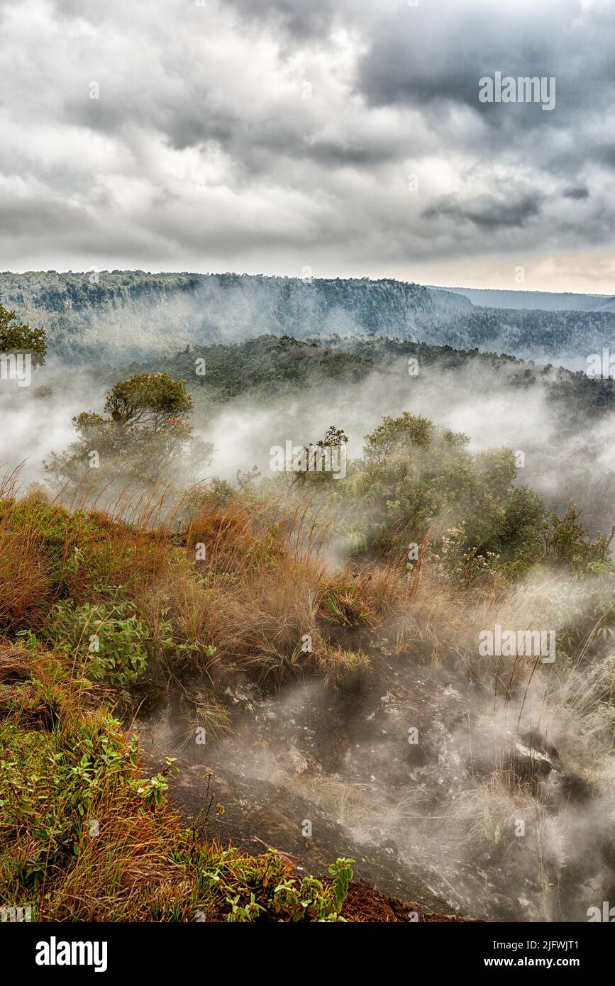 Largest volcano in Mauna Loa. Landscape of smoky mountain on Big Island