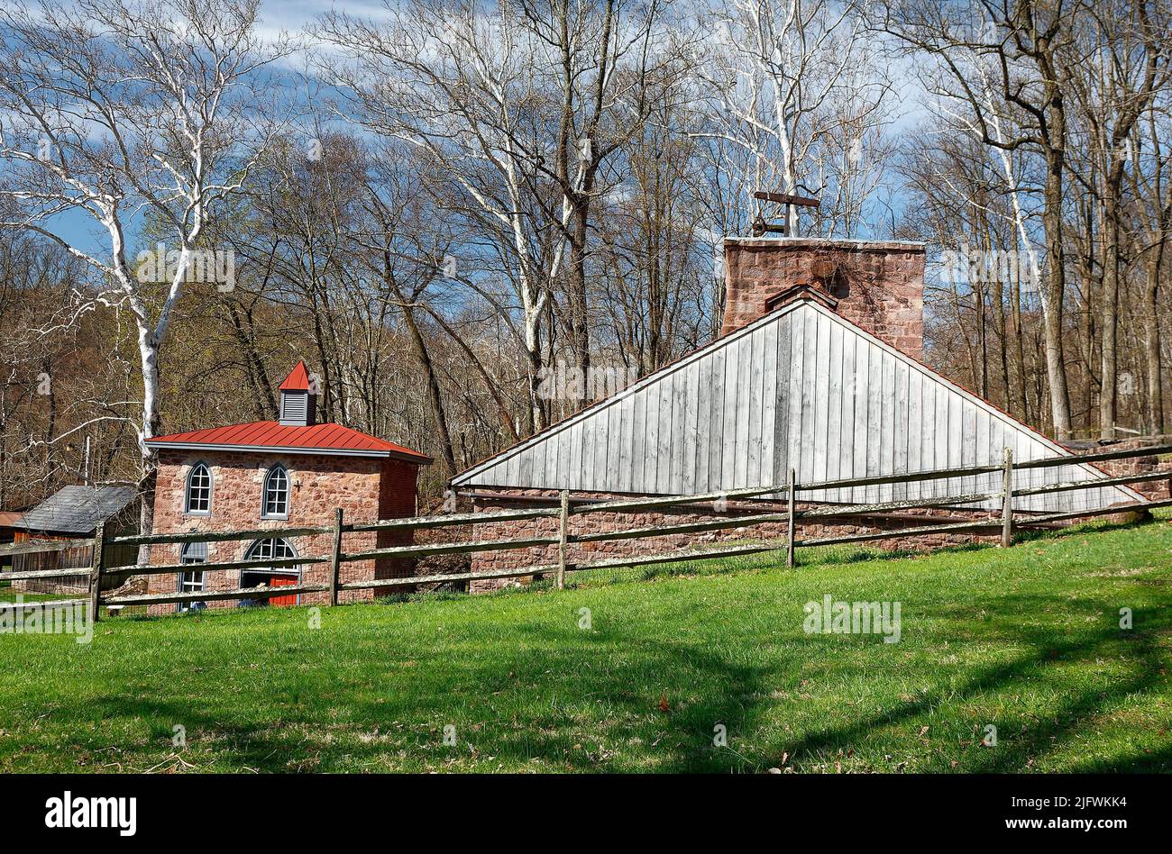 Joanna Furnace; 18th century; Blowing Engine House, old stone buildings