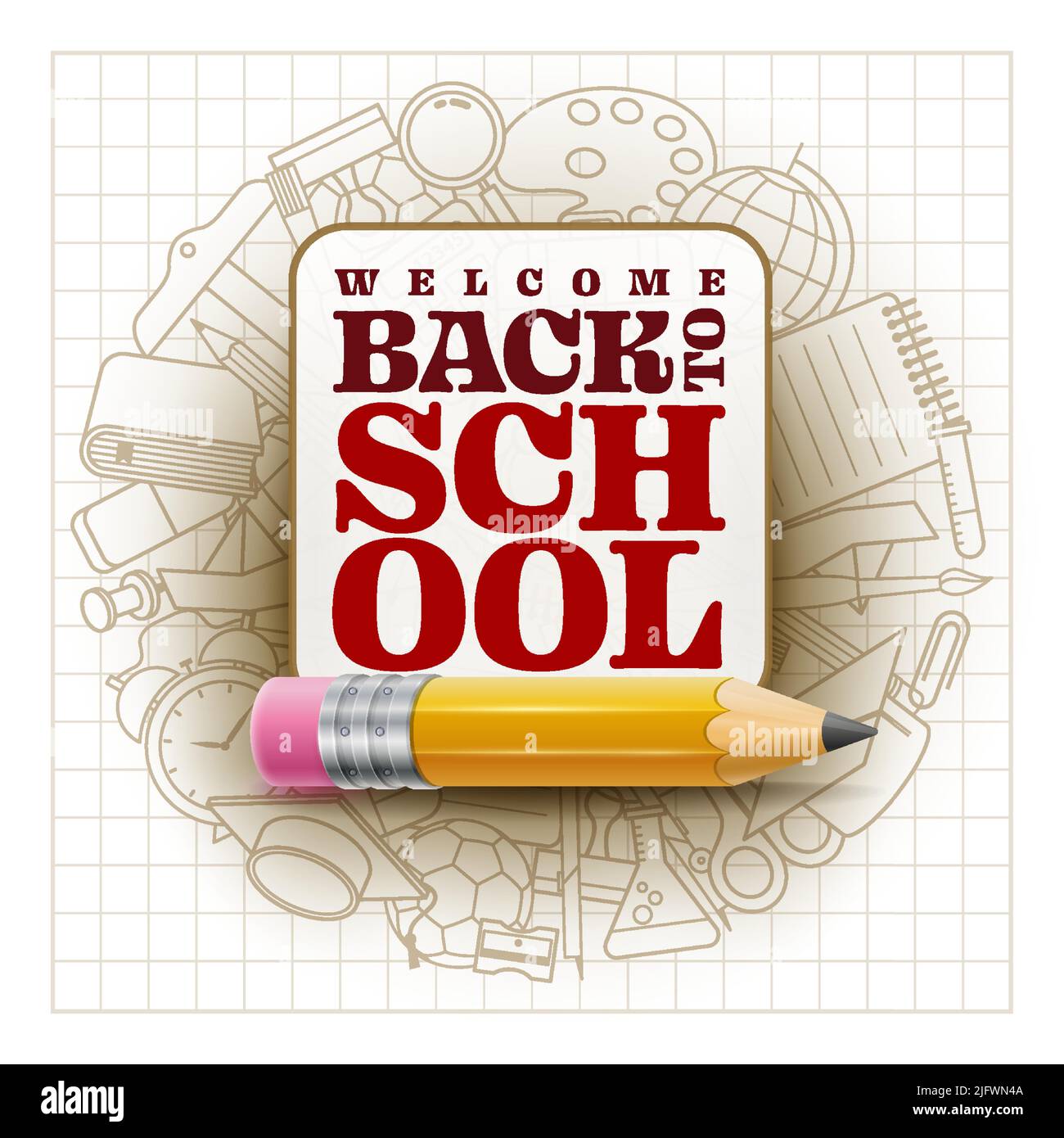 Vector design welcome back to school typography Stock Vector