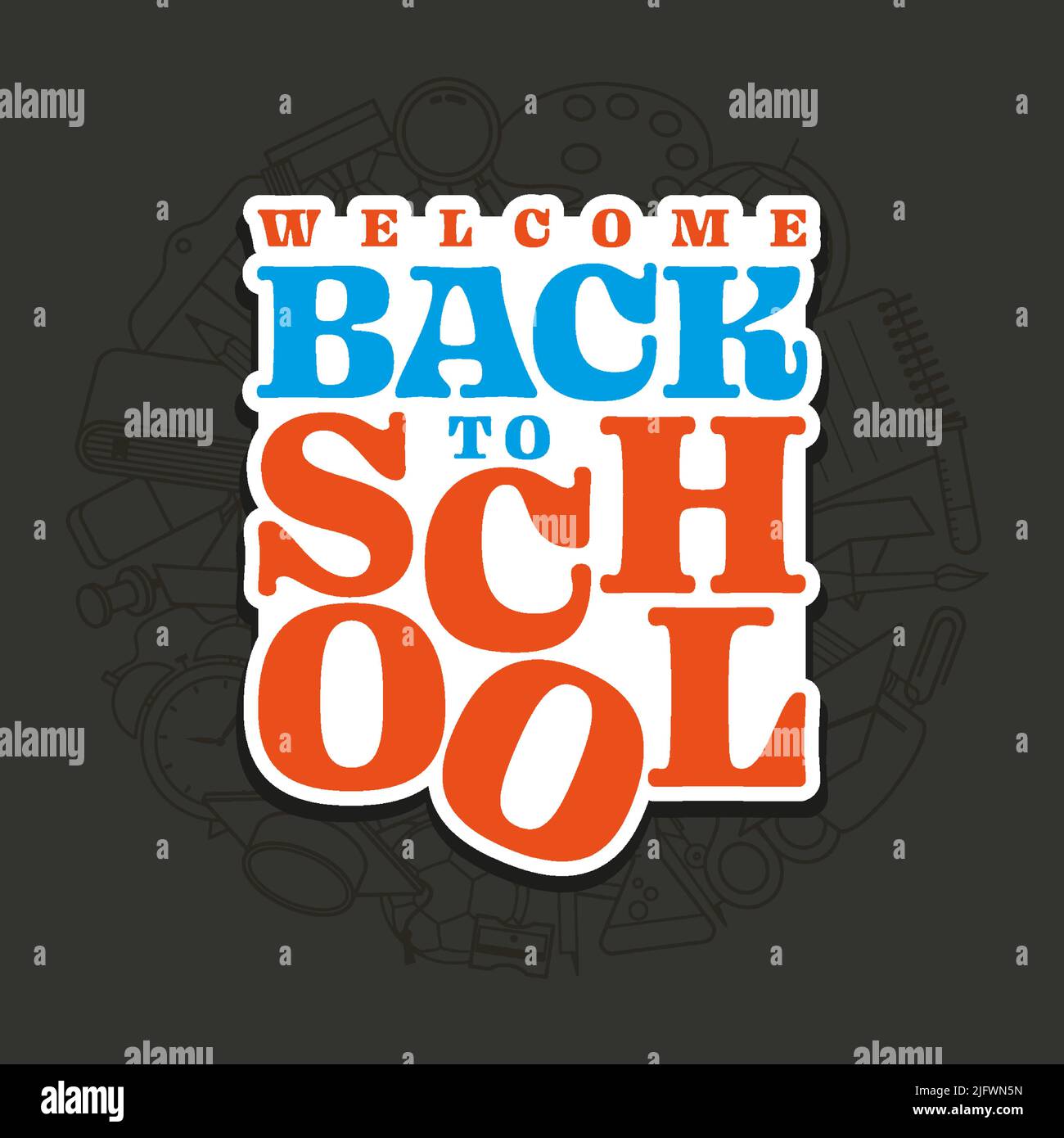 Vector design welcome back to school typography Stock Vector