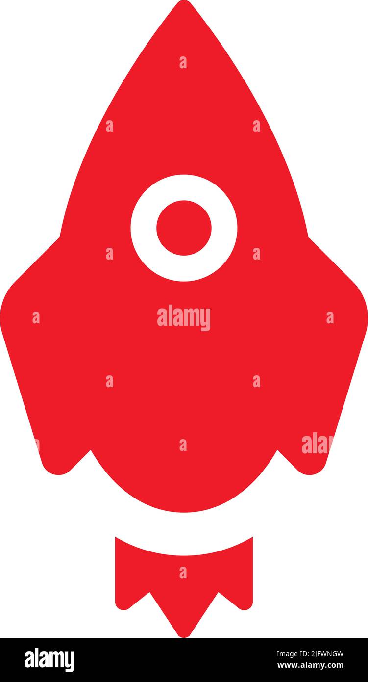 Red rocket icon vector, on white background Stock Vector