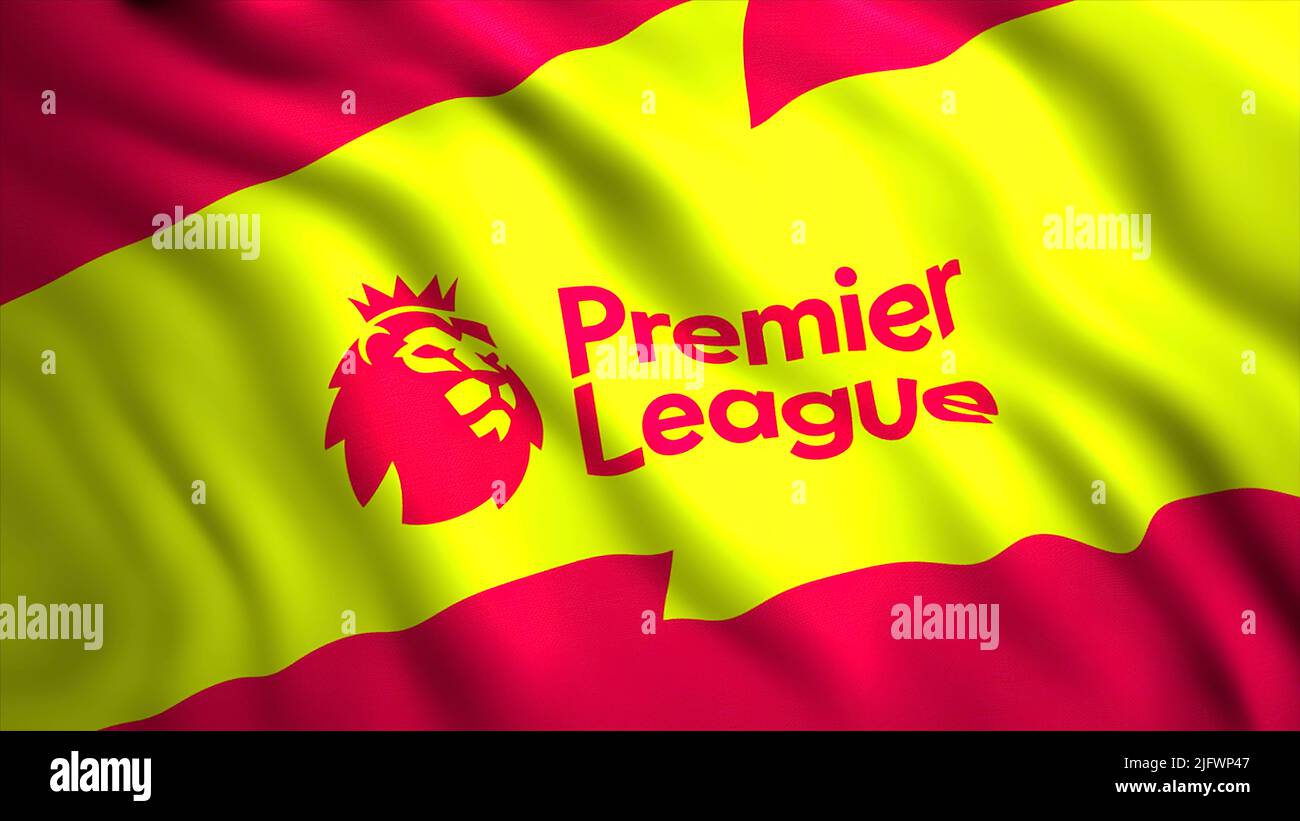 The emblem of the Premier League with a lion.Motion.The Premier League of England where all English teams play.Use only for editorial. High quality 4k Stock Photo