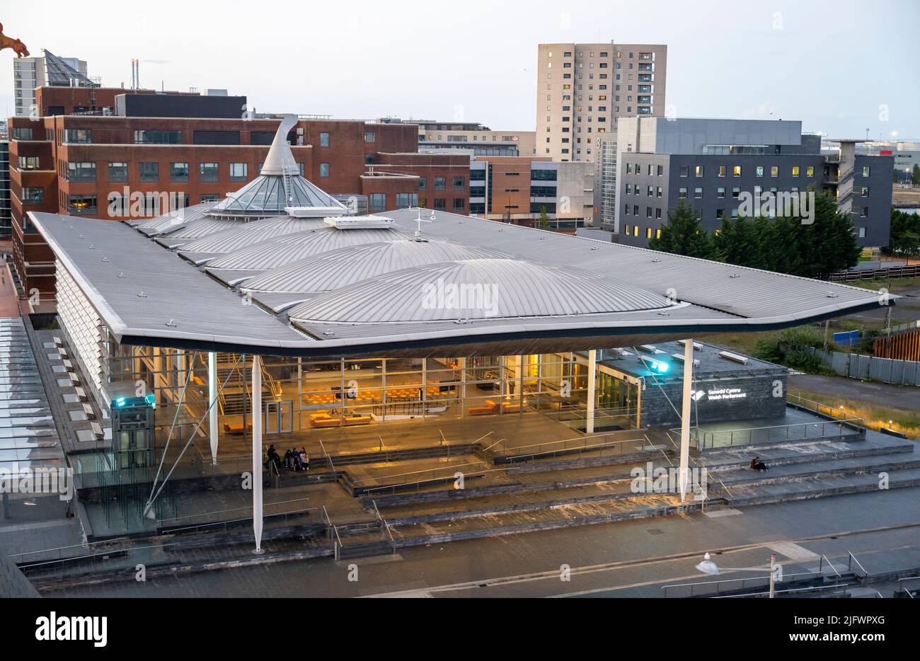 An aerial view of the Senedd, Cardiff Bay Stock Photo Alamy