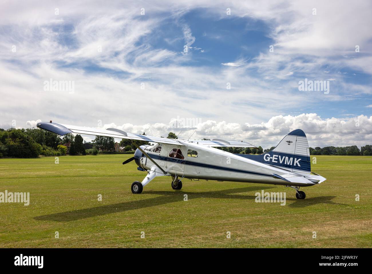 de Havilland DHC-2 Beaver G-EVMK, on static display at the Fly Navy Airshow held at Old Warden Aerodrome on the 3rd July 2022 Stock Photo