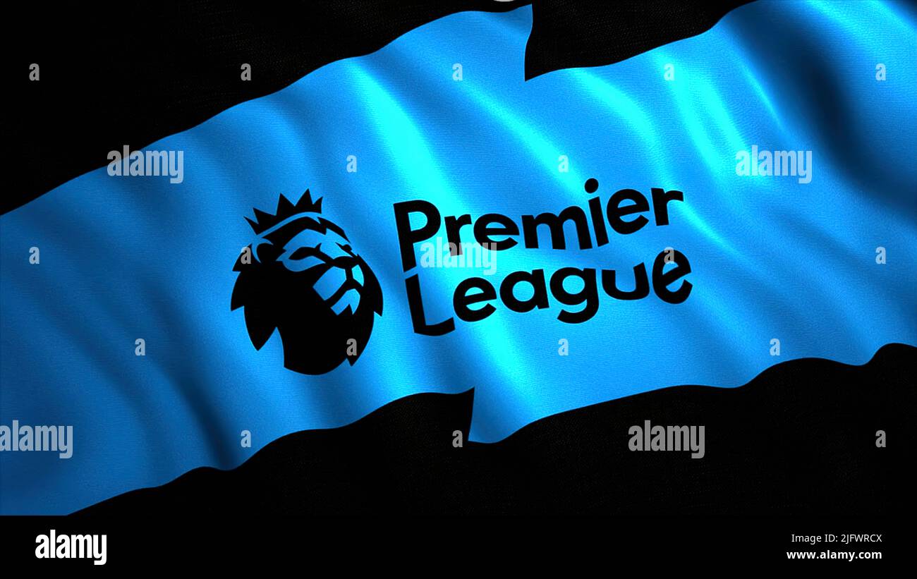 Premier League of England football. Motion.The emblem of the Professional Football League for English football clubs.Use only for editorial. High qual Stock Photo