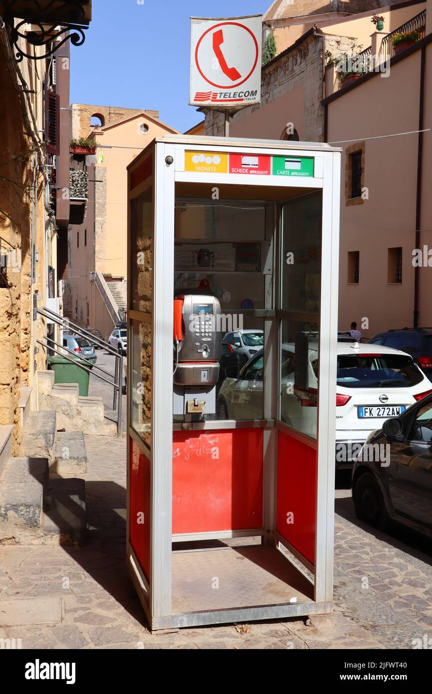 Public Telephone booth by Telecom Italia company Stock Photo