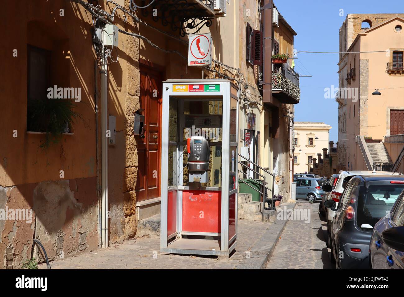 Public Telephone booth by Telecom Italia company Stock Photo