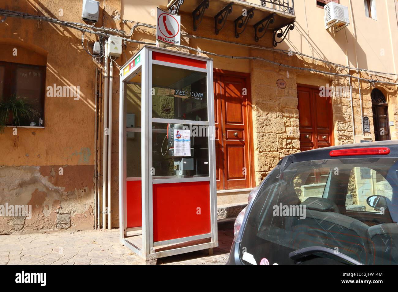 Public Telephone booth by Telecom Italia company Stock Photo