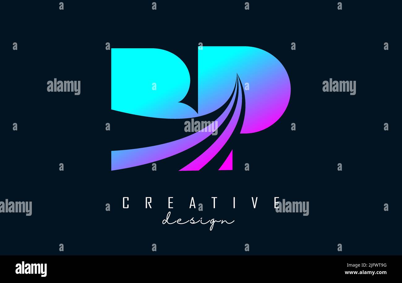 Creative colorful letter BP b p logo with leading lines and road ...