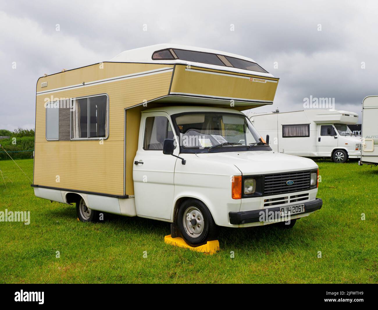 1970's Ford Transit CI motorhome on display at the Launceston Steam & Vintage Rally, Cornwall, UK Stock Photo