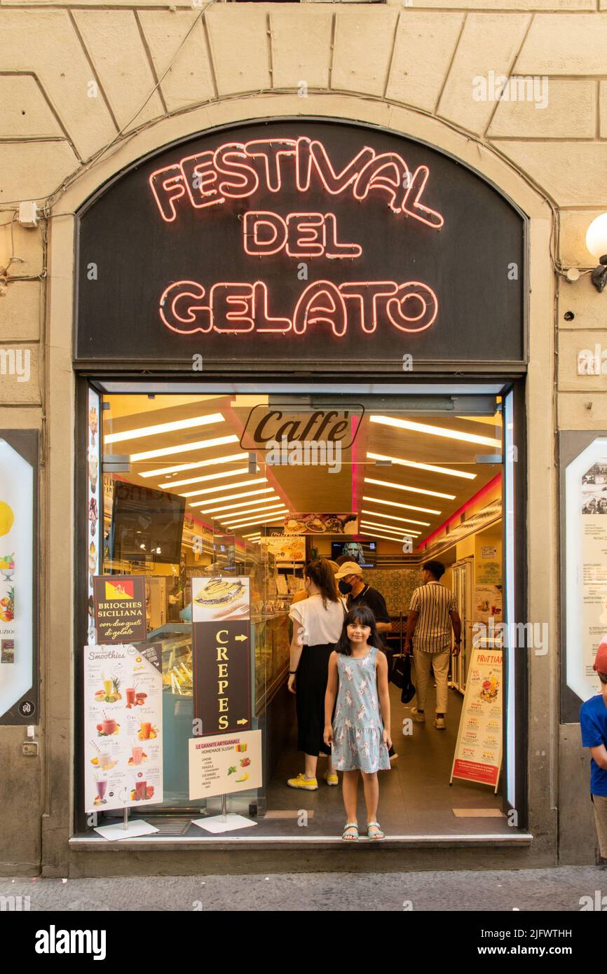 Festival del Gelato, an typical ice cream shop in Florence Stock Photo