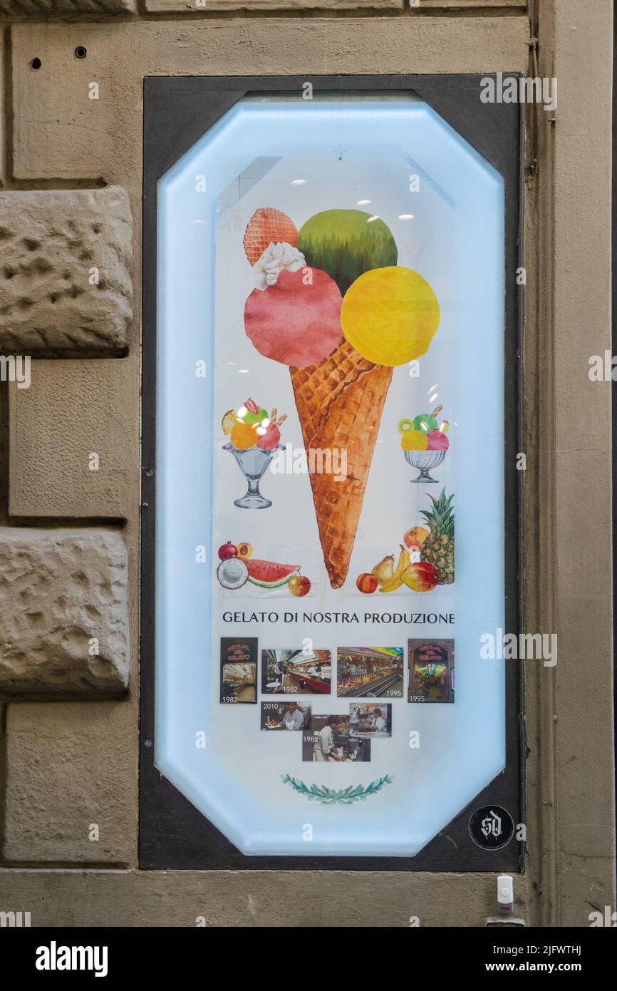 Festival del Gelato, an typical ice cream shop in Florence Stock Photo