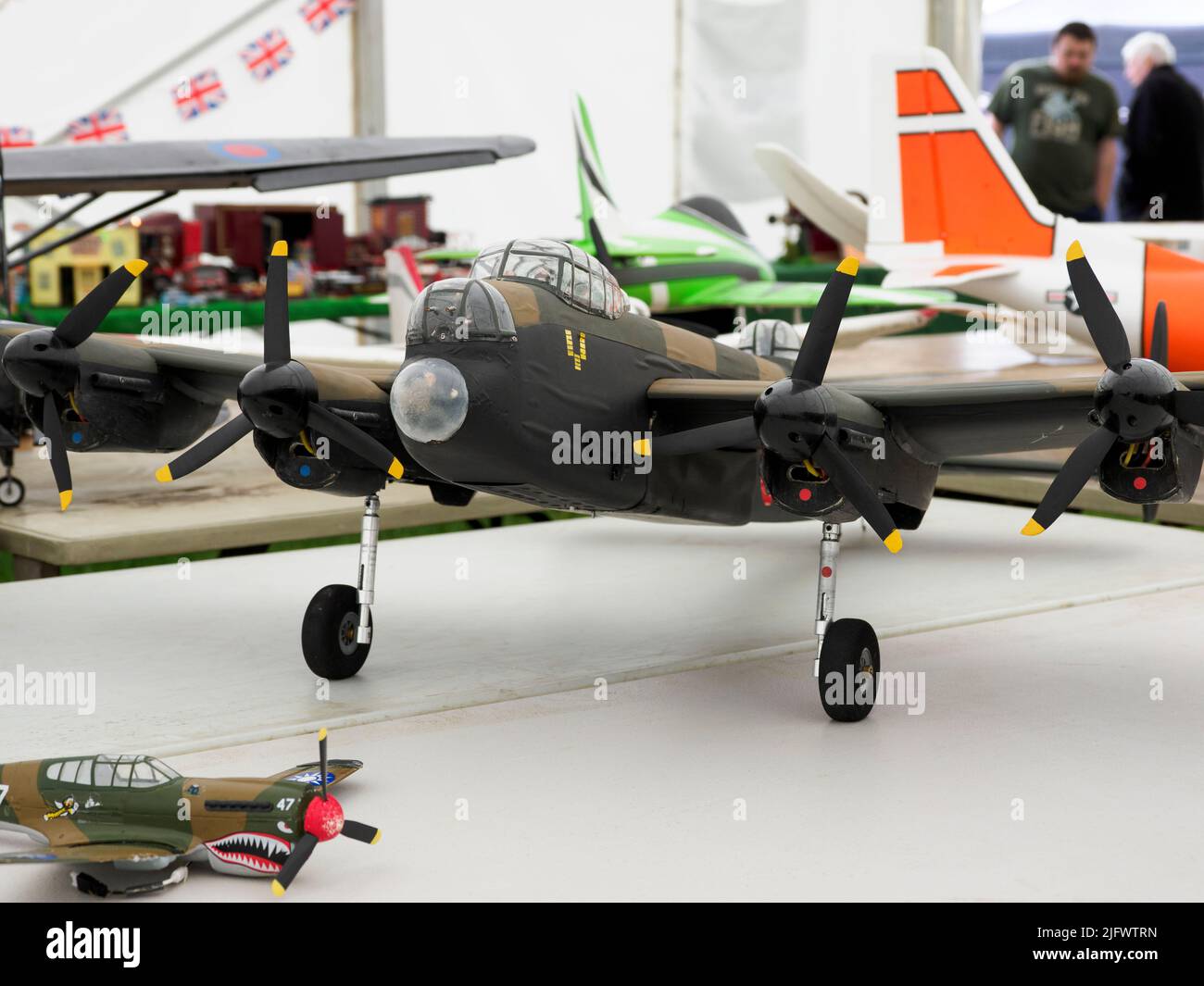 Lancaster Bomber model aircraft on display at the Launceston Steam & Vintage Rally, Cornwall, UK Stock Photo