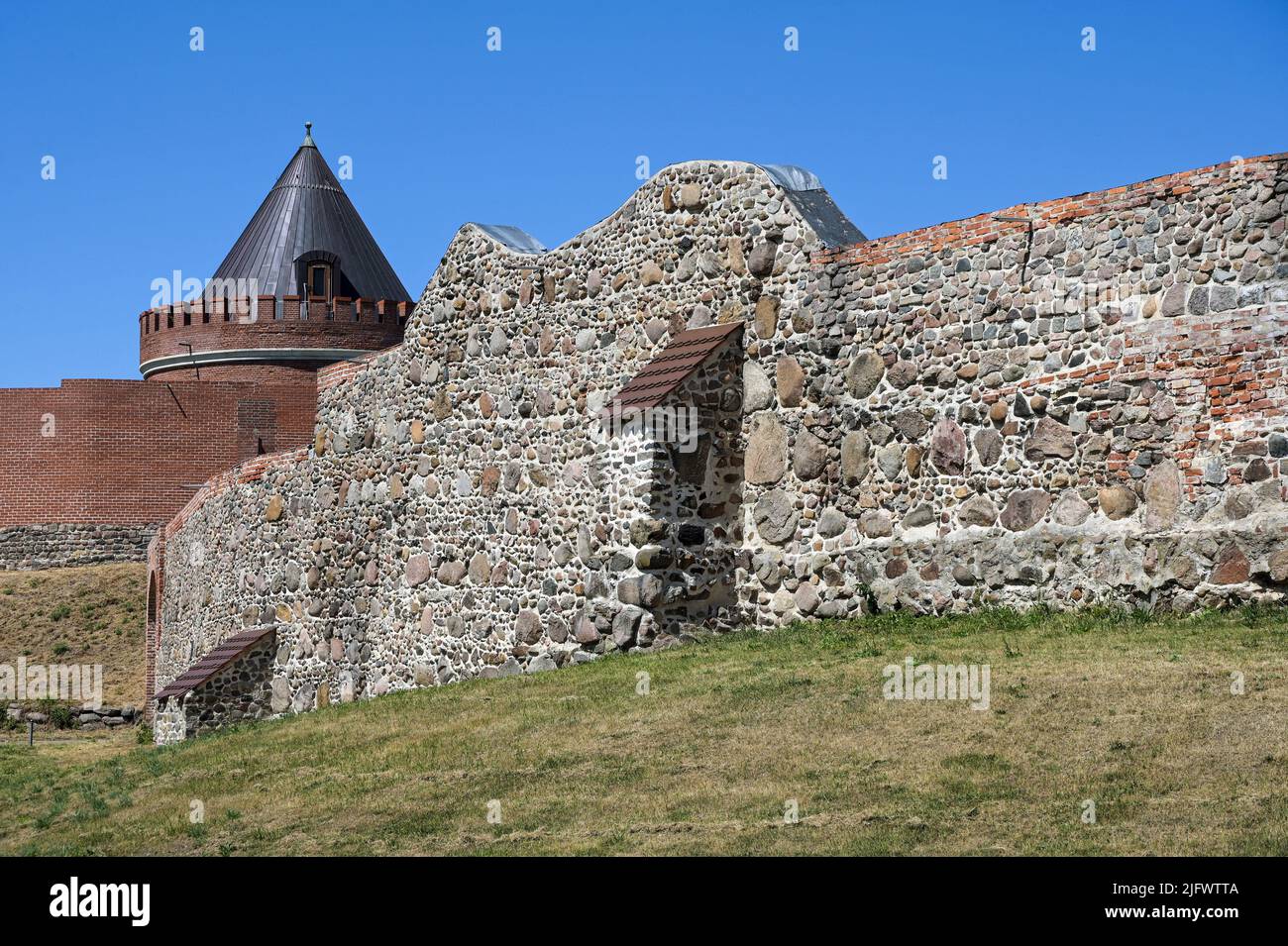 Lindau, Germany. 22nd June, 2022. The castle wall of the outer castle of Lindau Castle. The castle was built in the 9th-10th century. Credit: Heiko Rebsch/dpa/Alamy Live News Stock Photo