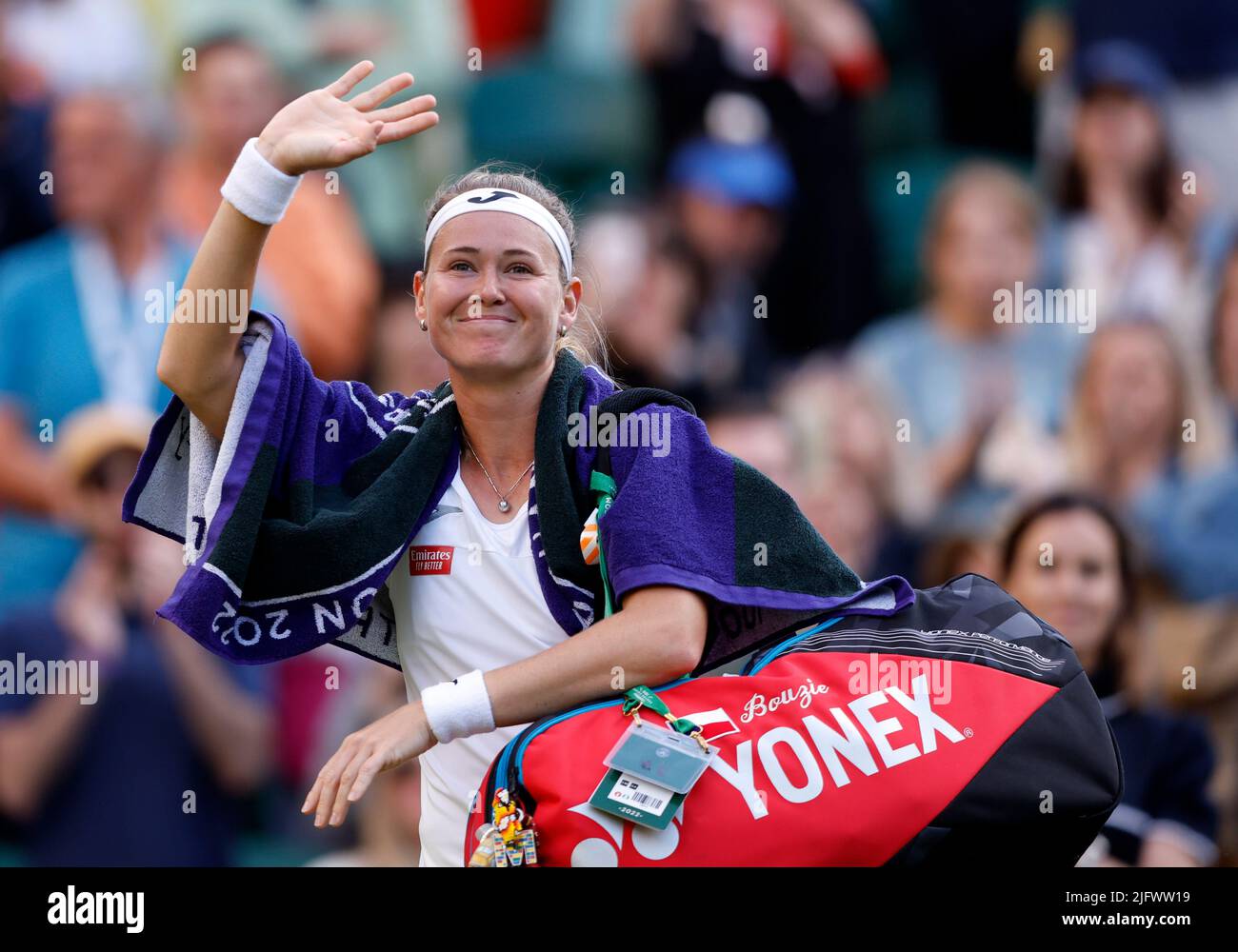 Marie Bouzkova after defeating Ons Jabeur during the ladies' singles