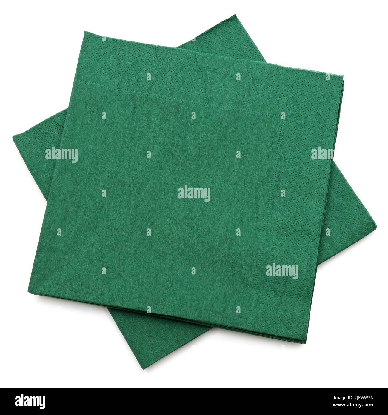 green napkins isolated on a white background Stock Photo