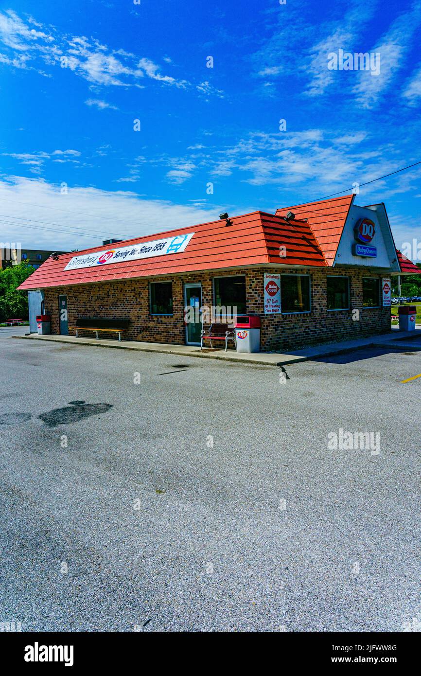 Gettysburg, PA, USA July 3, 2022 A Dairy Queen restaurant is a chain