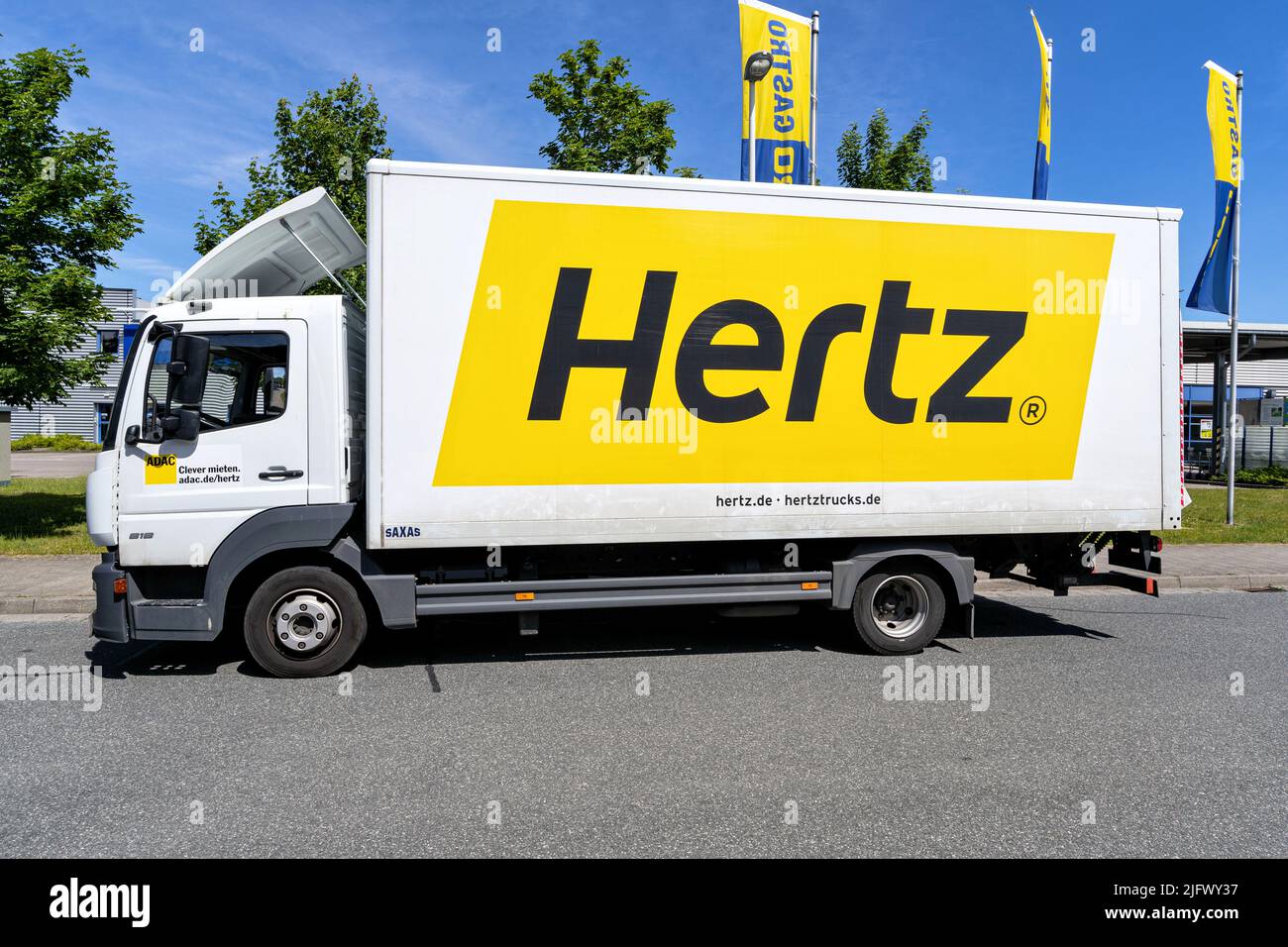 Hertz Mercedes-Benz Atego truck Stock Photo