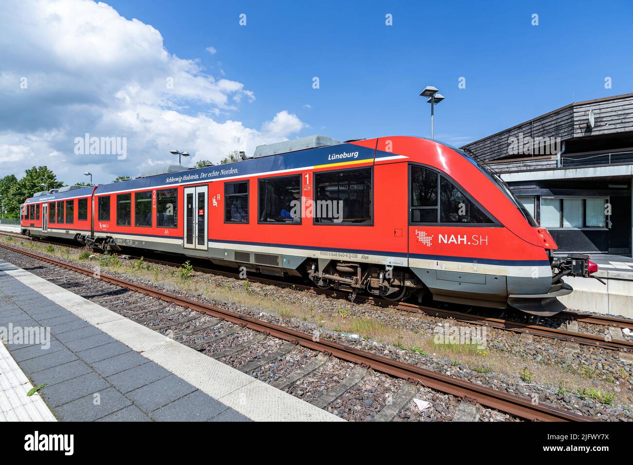 NAH.SH Alstom Coradia LINT 41 train at Eckernförde station Stock Photo
