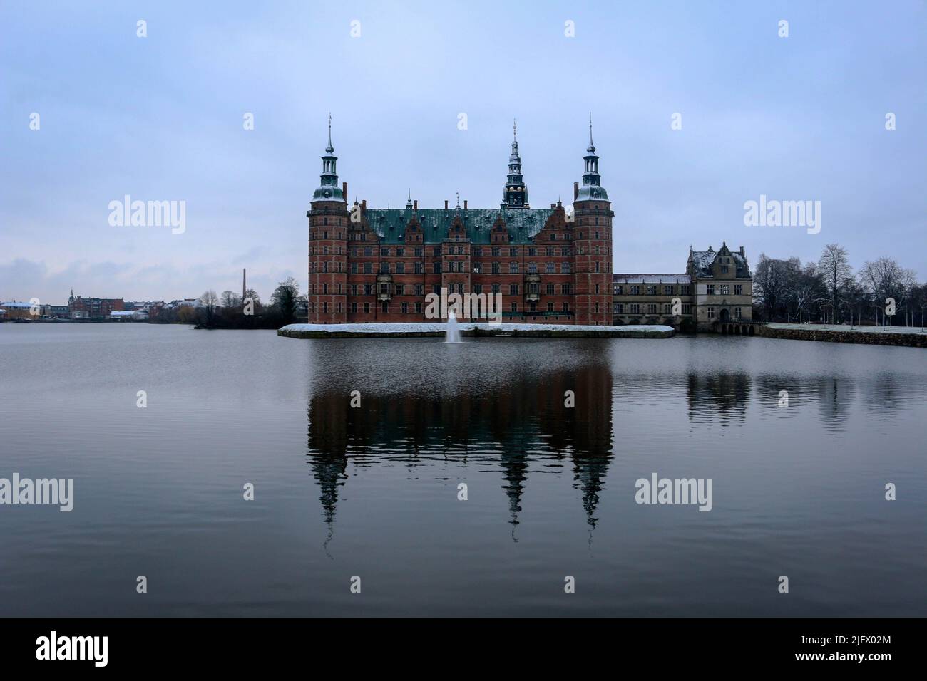 Winter views from Frederiksborg Castle in the town of Hillerød, Denmark ...