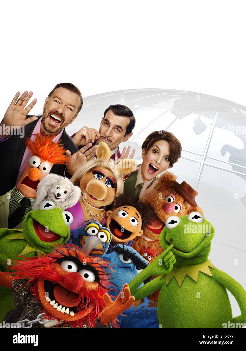 RICKY GERVAIS, TY BURRELL, TINA FEY, MUPPETS MOST WANTED, 2014 Stock