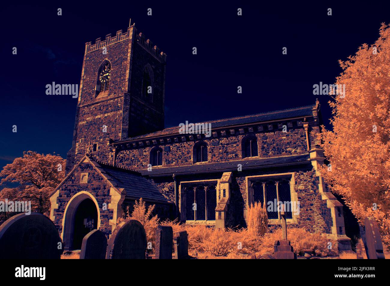St Nicholas church in Coastal resort of Withernsea East Yorkshire uk taken in infrared Stock Photo