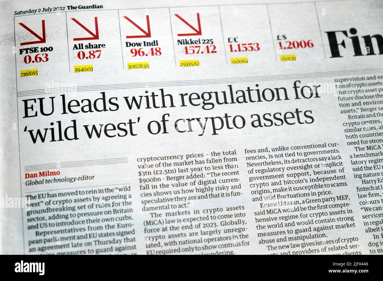 'EU leads with regulation for 'wild west ' of crypto assets' Financial